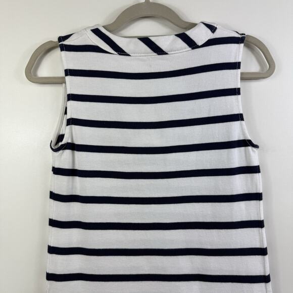 Kate Spade Coastal Beach Tropez White Navy Striped Shift Dress Small Bow Pockets - Picture 7 of 11